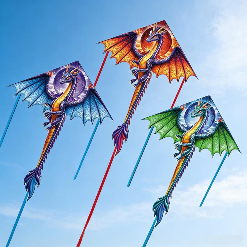 Weifang Pterodactyl Dragon Kite - Long-Tailed, Easy-Fly Cartoon Kite for Light Breeze Outdoor Fun