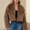 Fashionable Women's Plush Short Jacket Fauxsuit Collar