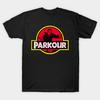 Men Black Print T-shirt Parkour! No-Cut Transfer Paper Print Cotton Tshirt