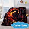 Custom Name Fiery Dragon's Majesty Blanket bed sofa Blanket Flannel Blanket for Camping, Hiking, Picnic Essentials,gift for Fan family