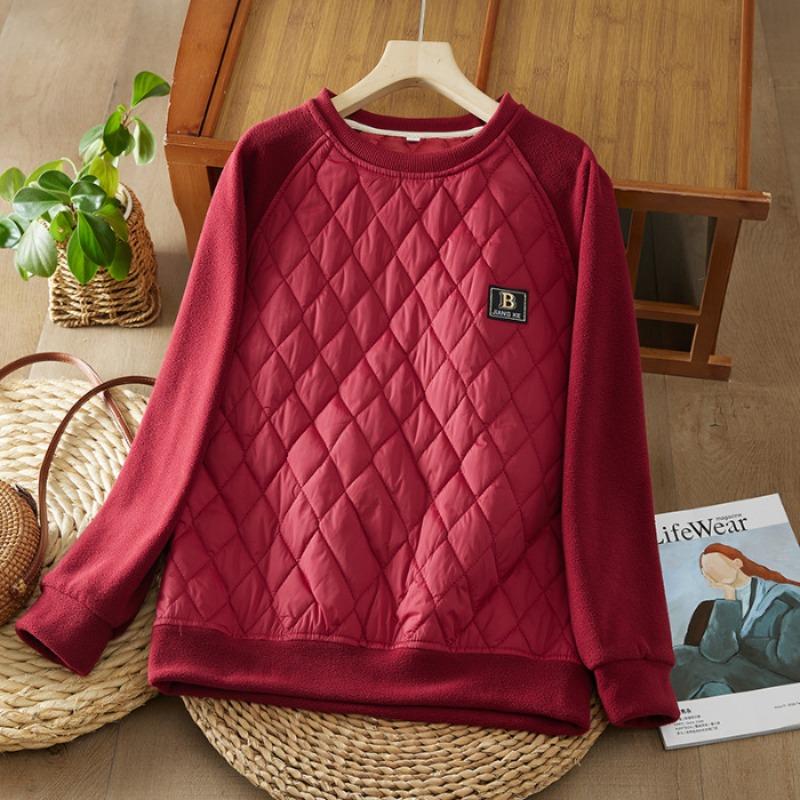 

Зима новая мода утолщенный и бархатный ромбовидный узор на пуговицах пуловер с круглым вырезом показывающий тонкий универсальный свитер топ женский 3XL красный