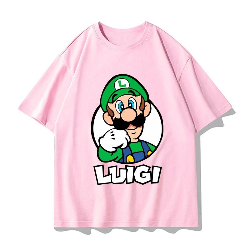 T-Shirt Mario Boys Girls Summer Family Matching Set Stylish All-Purpose Cotton Short-Sleeved Round Neck Tee