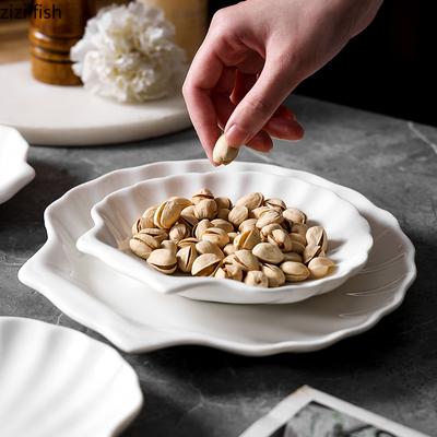 White Ceramic Shell Plate Desktop Jewelry Storage Tray Dessert Plate Salad Plate Sushi Plates Molecular Cuisine Display Plates