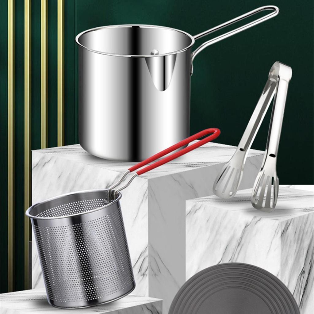 1 set Fritös Multifunktionell minigryta Bra värmeledningsförmåga Rostfritt stål Oljebesparande Fritös Köksredskap