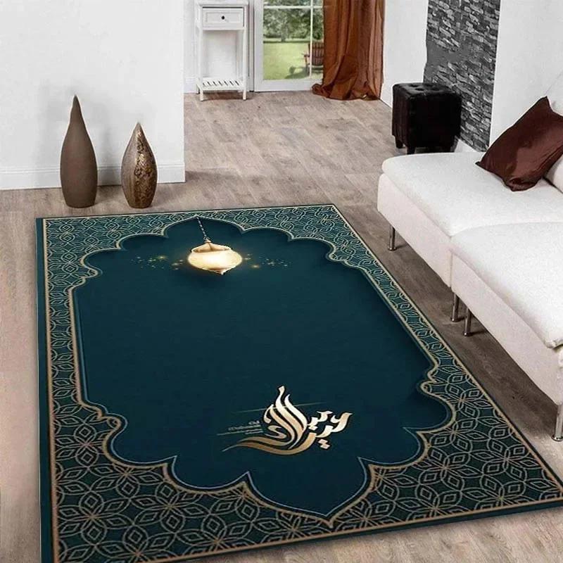 Ramadán Kareem Muslimská modlitební podložka na podlahu Měkká poly klekací podložka pro islámský festival uctívání Protiskluzový koberec pro domácnost nebo mešitní prostor