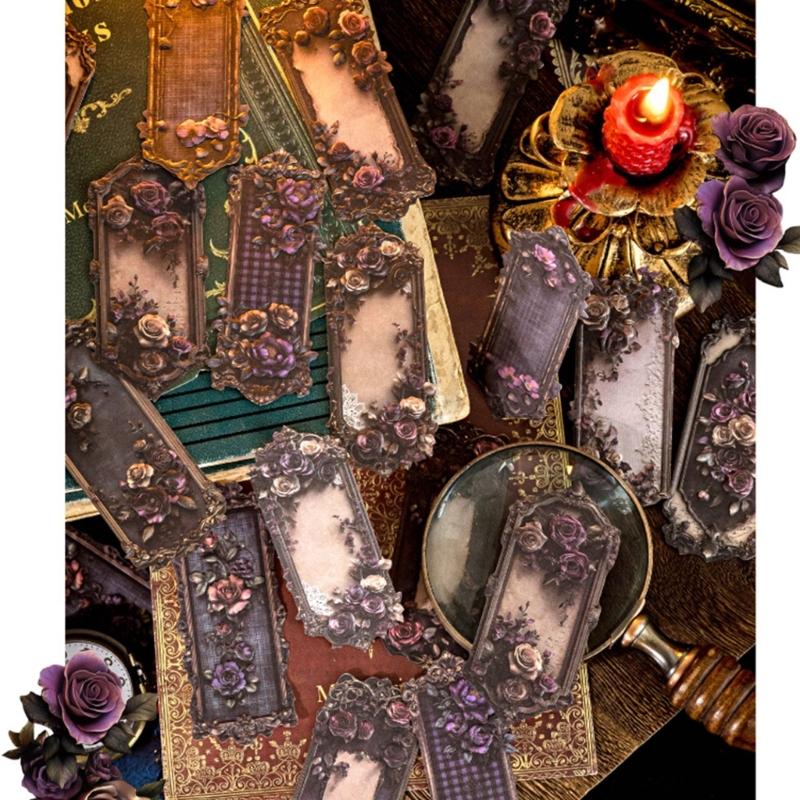 20Pieces Aesthetic Goth Embossed Sticker Scrapbooking Sticker for Journal Notebook Water Bottle Photo Album Phone Case