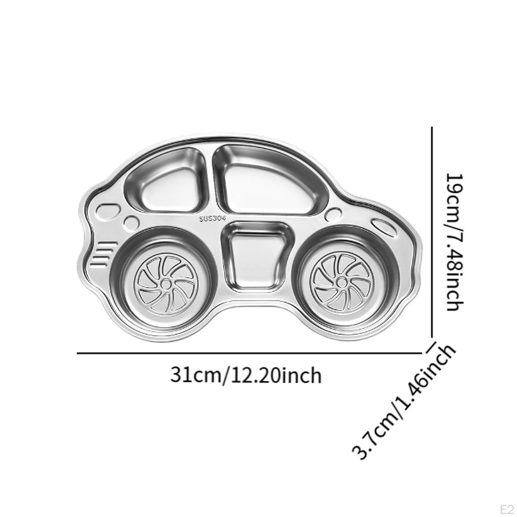 Stainless Steel Divided Plates Tray Sections Dinner Dish Unbreakable Children Plate for Kids