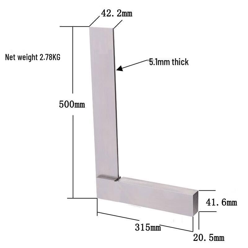Precision Wide Base Right Angle Square Ruler 500x315mm