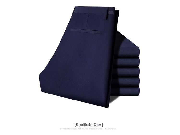 Men's Korean Style Slim Fit Casual Nine-Point Straight Leg Dress Pants