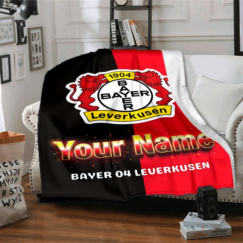 1pc Personalized Name Bayer Leverkusen Blanket, Gift, for Men and Women, Soft Blanket, Good for Sofa Bed Couch Travel, Lightweight Flannel Blanket