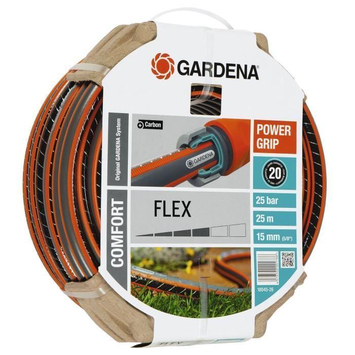GARDENA Tuyau D'arrosage Comfort FLEX – Longueur 25m – Ø15mm – Anti Nœud Et Indéformable – Garantie 20 Ans (18045-26)