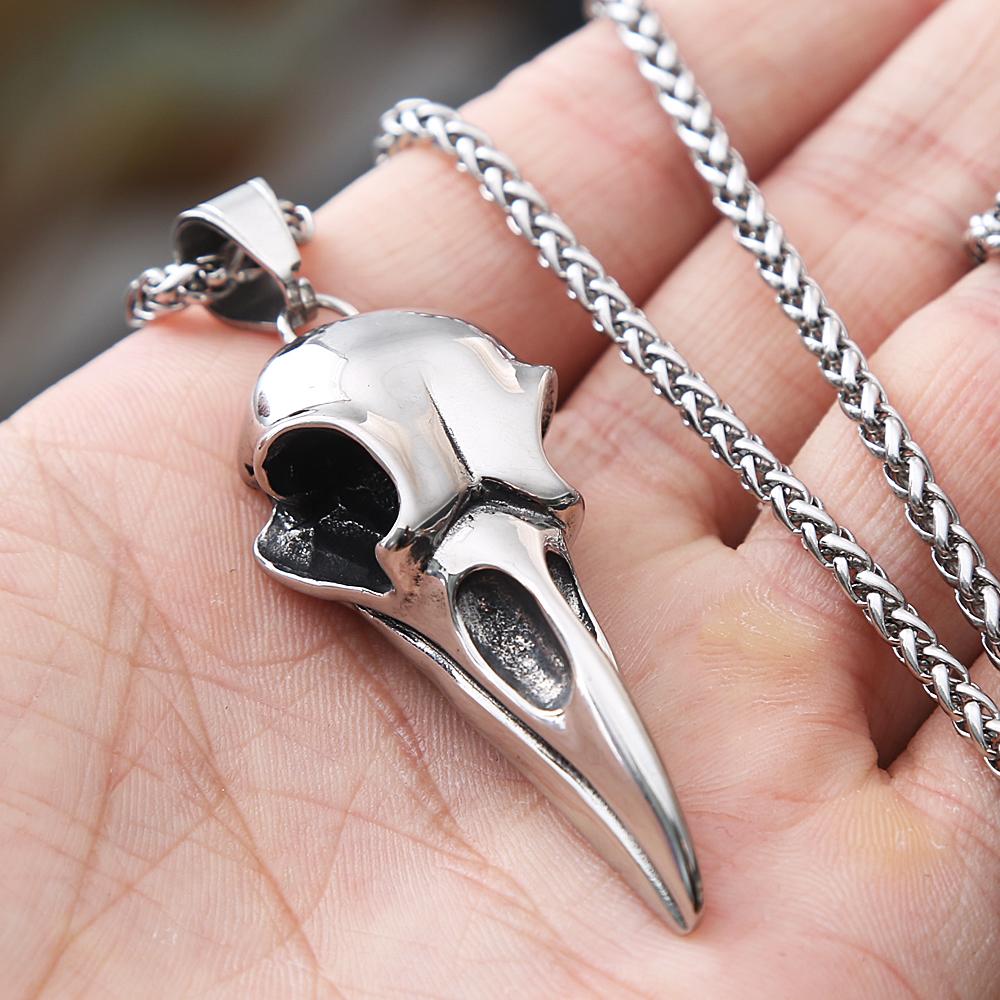 

Готическое ожерелье с черепом вороны для мужчин, ожерелье из нержавеющей стали с кулоном «Викинг Один», модные аксессуары в стиле старой готики для мужчин