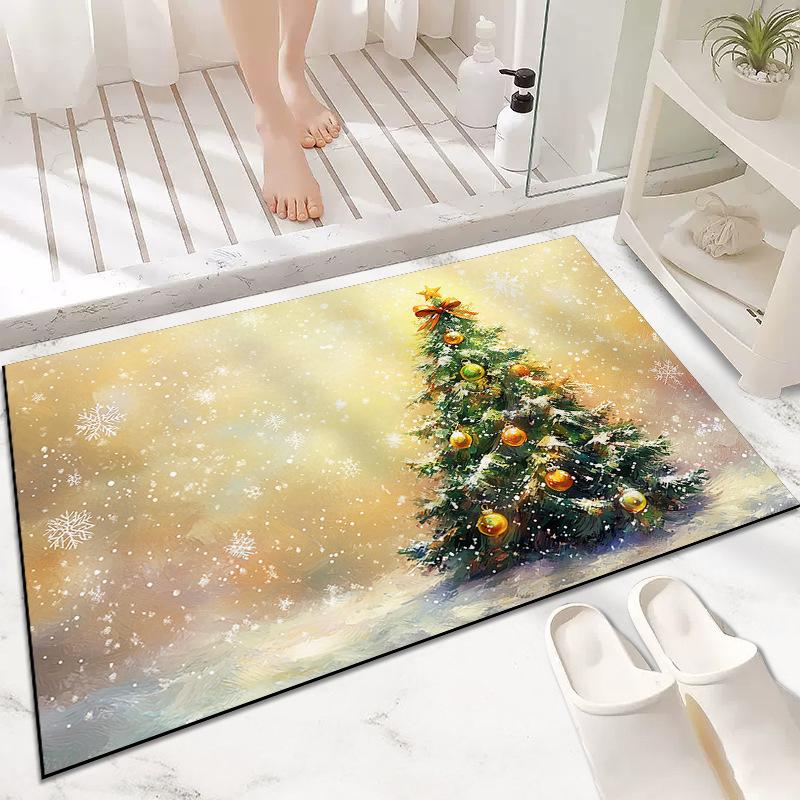 Snowman Entrance Door Mat Household Wear-resistant and Dirt-resistant Entrance Door Mat Bedroom Door Carpet Non-slip Floor Mat