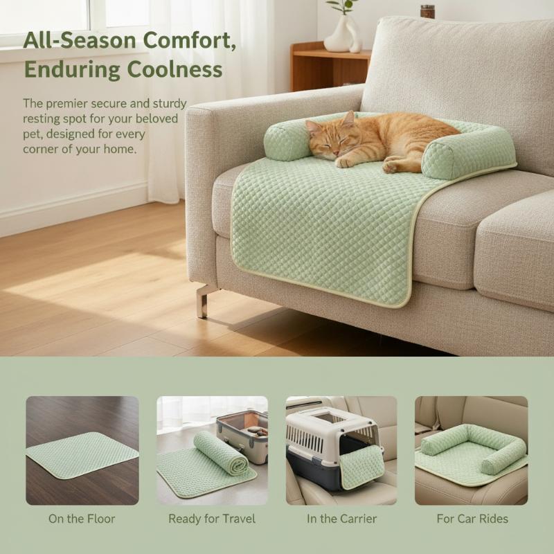 Hunde Zubehör Atmungsaktive Hundekühlmatte Rutschfest Bequeme Haustier Schlafmatte Mit Kissen Abnehmbar Katzen Kaltbett Matte Schlafzimmer