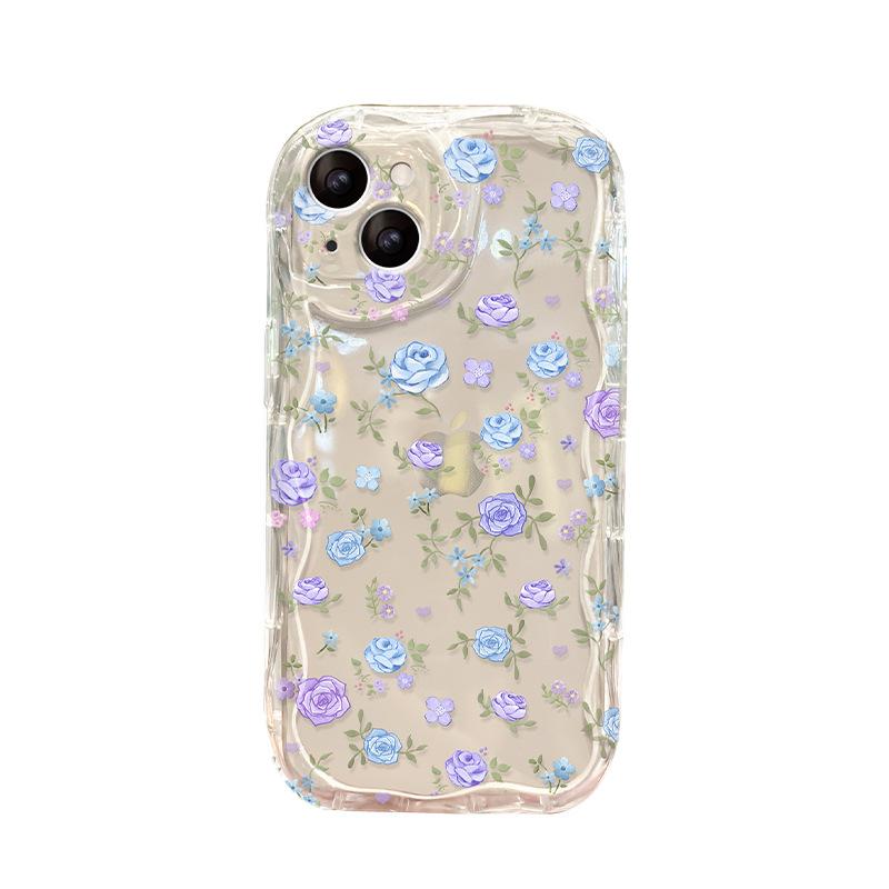 Applicable To Apple 15 Mobile Phone Case IPhone 14/13promax Full Screen Floral Chain 11/12 Transparent Silicone Xr