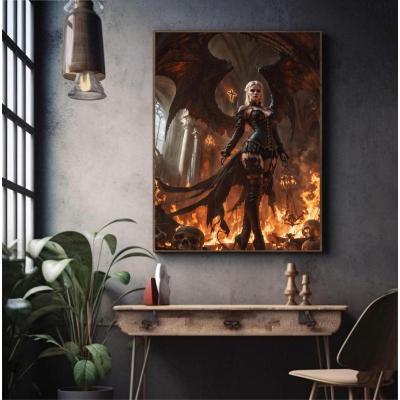 Modern Nordic Female Art Lady Knight Dark Demon Retro Posters Prints Canvas Painting Wall Art Picture Living Room Home Decor