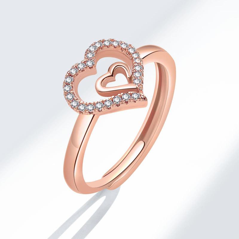 Women Heart Shaped Diamond Wedding Ring Romantic Couple Engagement Band For Marriage Proposal Jewelry Gift