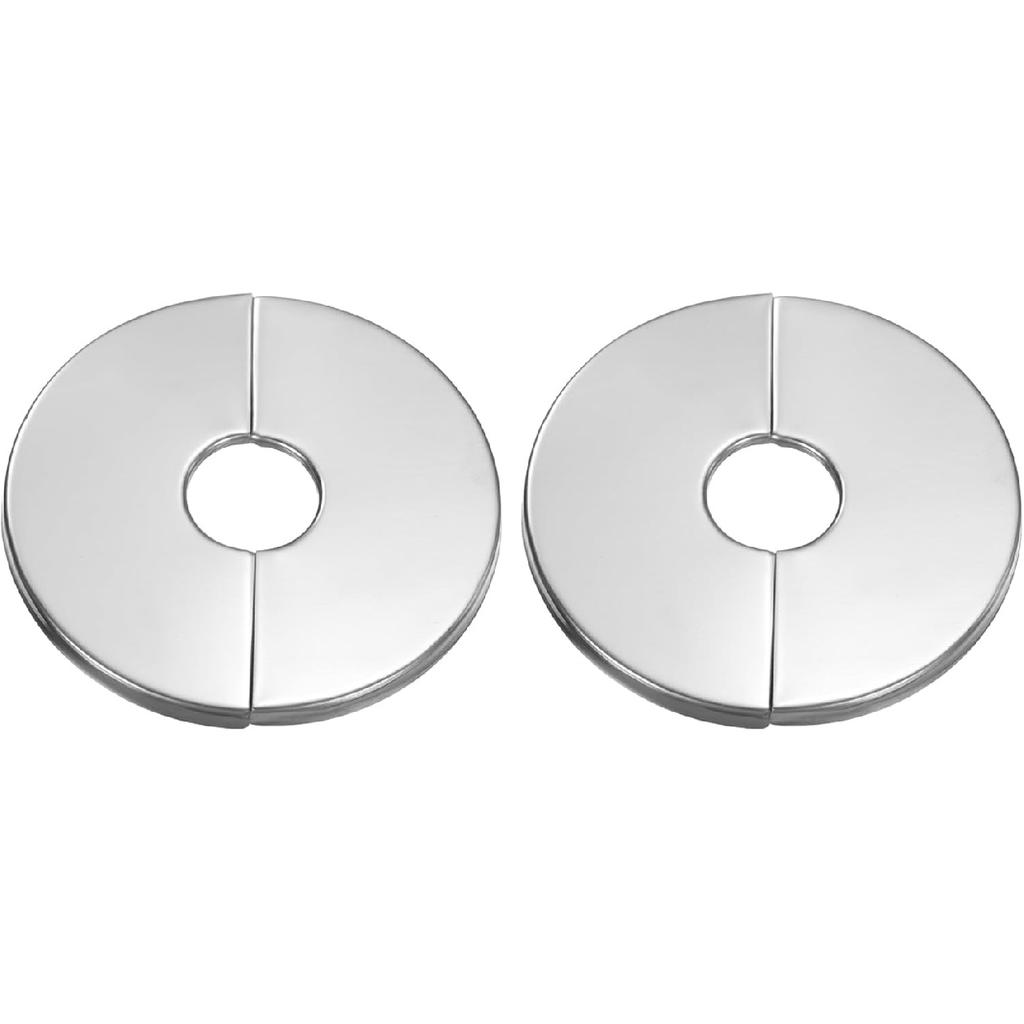 HARFINGTON 2pcs Wall Split Flange 0.67" (17mm) Stainless Steel Round Self-Adhesive Split Flange Pipe Cover Clip-on Escutcheon Collar for Floor