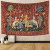 Medieval Mythical Tapestry European Classic Unicorn and Lion Pattern Wall Hanging for Bedroom Living Room Decor