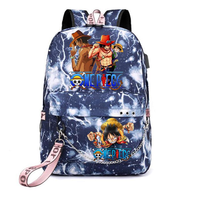 One Piece Print USB School Bag for Primary and Secondary School Students Men and Women Webbing Backpack