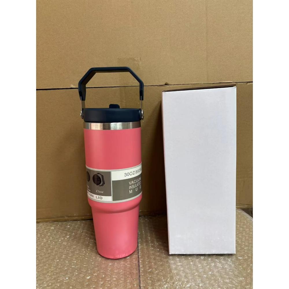 

New H2.0 Tumbler Multicolor with Handle & Straw Available 30oz |Travel Cup Holder|Insulated Stainless Steel Mug|BPA-Free|Cream 30oz
