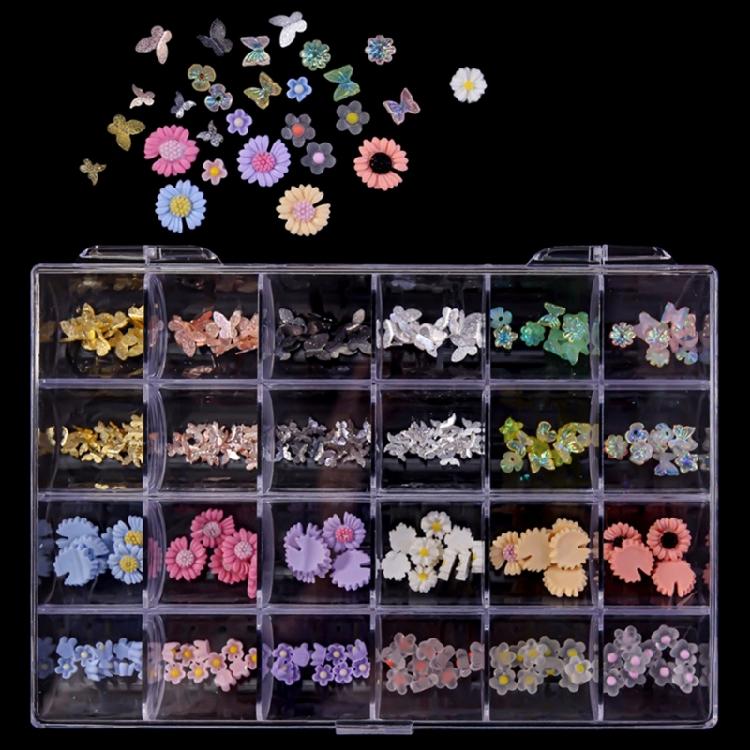 

24 Grids 3D Nail Jewelry Nail Art Studs Shiny Diamond Crystal Gems Rhinestones