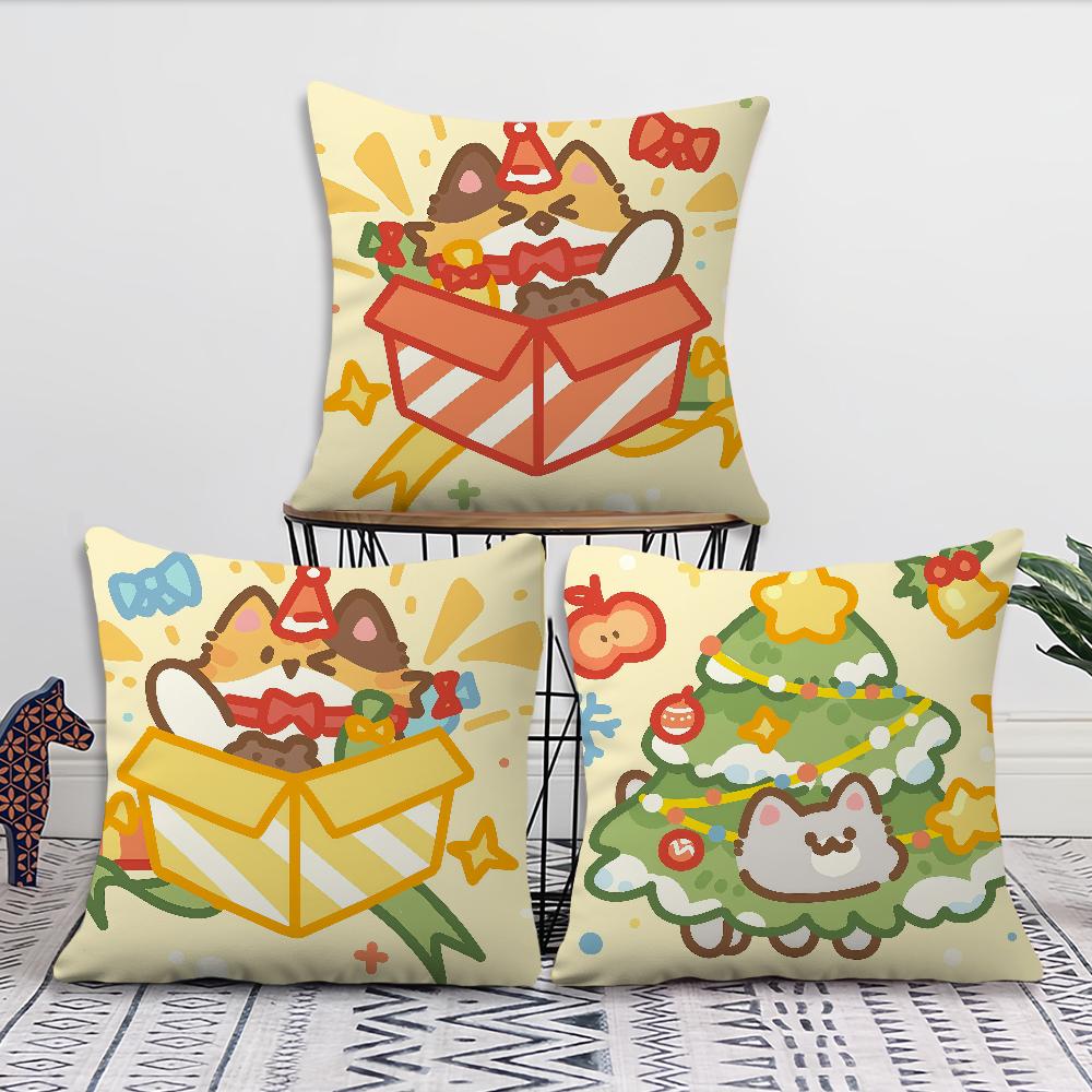 Christmas Cartoon Cat Gift cushion cover Pillow Cover Decoration Room Home Sofa living Office Car Nordic Simplicity
