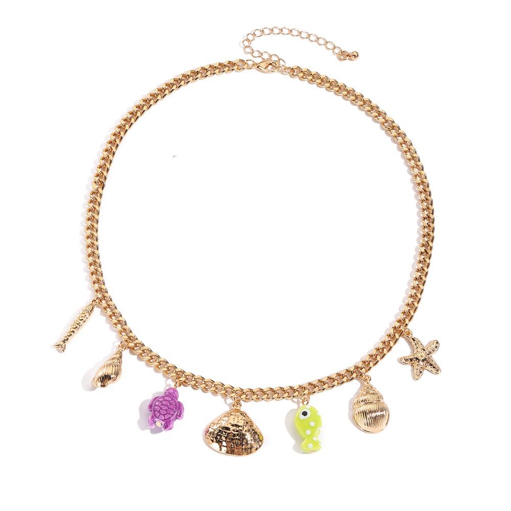 

Geometric Design Geometric Pendant Necklace Stainless Steel Multi-charm Necklace Retro Style style B