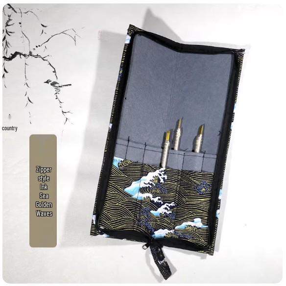 Bamboo Roll-Up Calligraphy Brush Bag: Chinese Style Pen Storage for Four Treasures of the Study