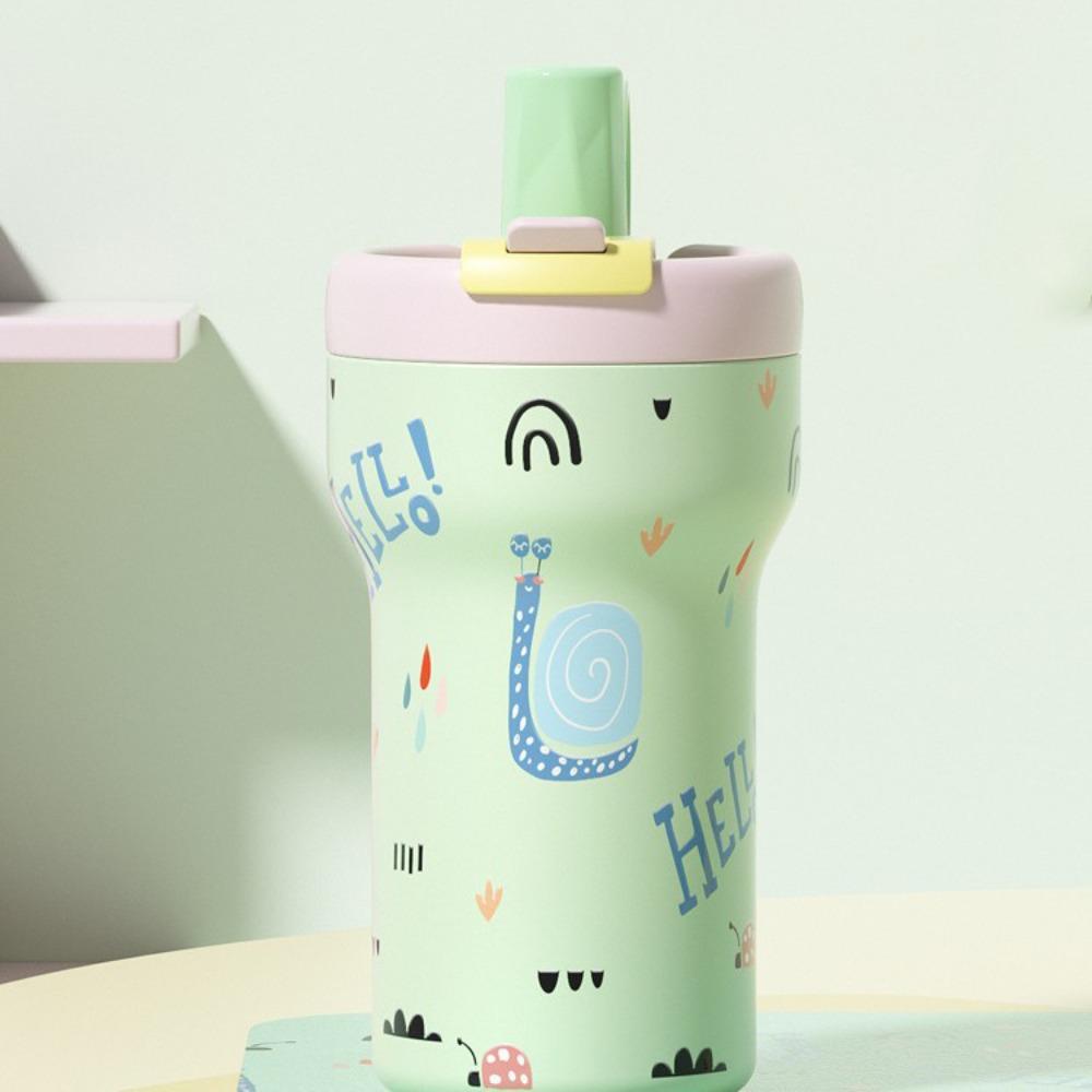 

Cartoon Cat Rabbit Coffee Vacuum Cup Ceramic Inner Liner Insulated Cup for Student Children green without strap