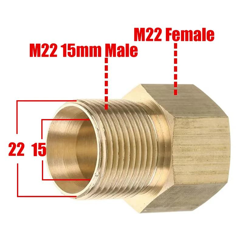 

Pressure Washer Coupler M22 15mm Female Thread to M22 14mm Male Quick Fitting For Washer Gun Connection Hose Nozzle Car Wash M22-15