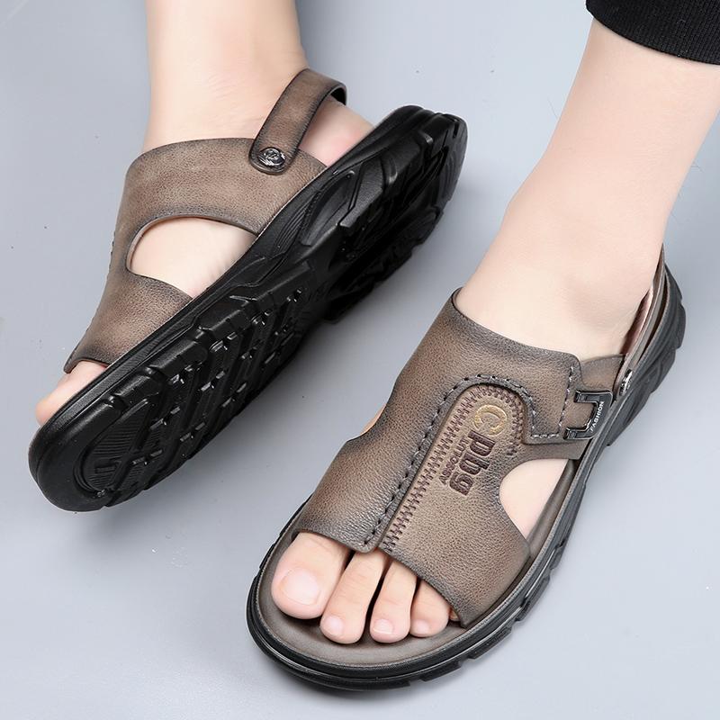 Fashion Beach Mens Breathable Sandals Summer Leather Hollow Out Men Shoe Simple Male Comfortable Slippers 2024 New Cool Luxury Sandals