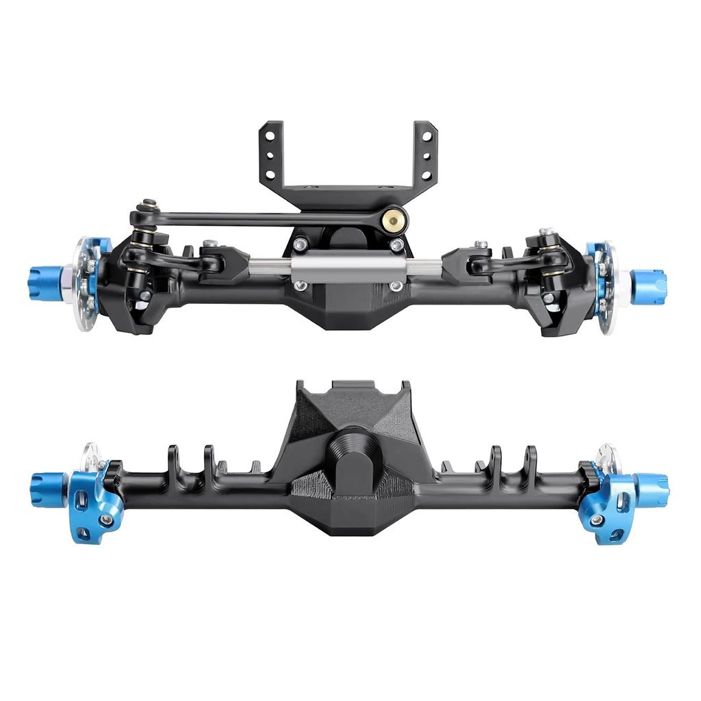 +9mm Aluminum Hydraulic Front Rear Straight Axle With Steering Link For 1/24 RC Crawler SCX24 Deadbolt 90081 C10 JEEP Gladiator