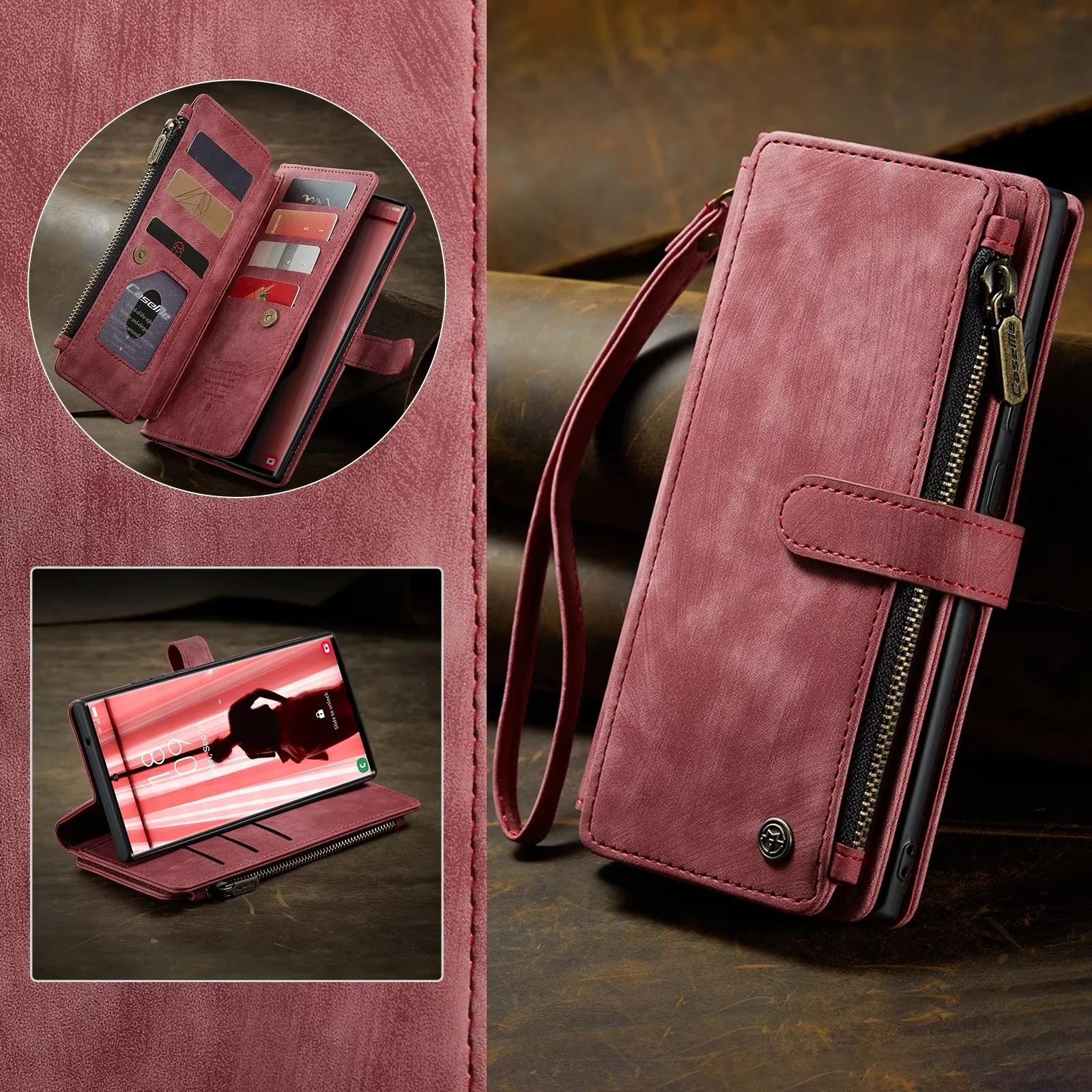 

Flip Leather Phone Case for Samsung Galaxy S25 Edge S24 S26 Ultra S23 FE S22 S21 S20 Plus Note20 A16 A56 A17 A37 A57 Wallet Etui Galaxy A57 червоний