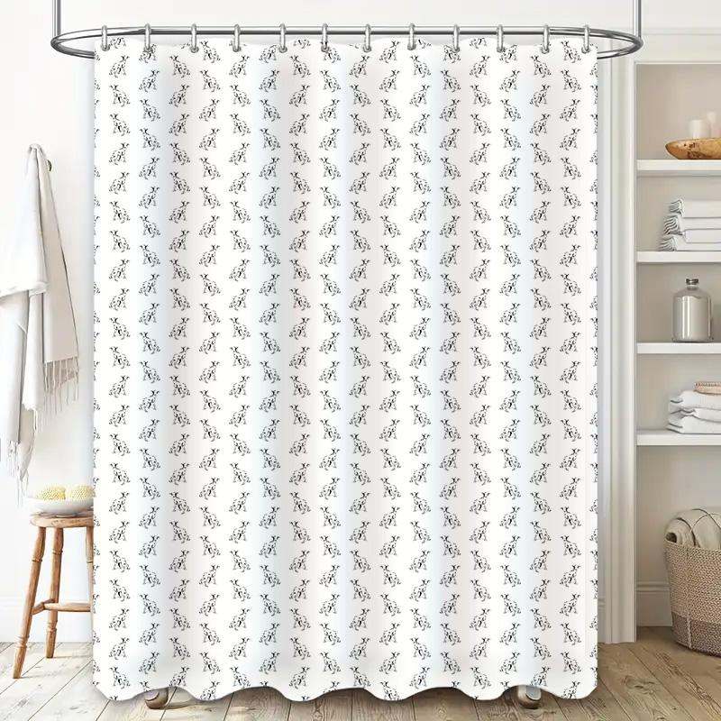 Badezimmer Duschvorhang Dekorativer Druck Wasserdichtes Gewebe Badewannen-Liner Heimdekoration Modern Schlicht Weiß Floral Schwarz Tier