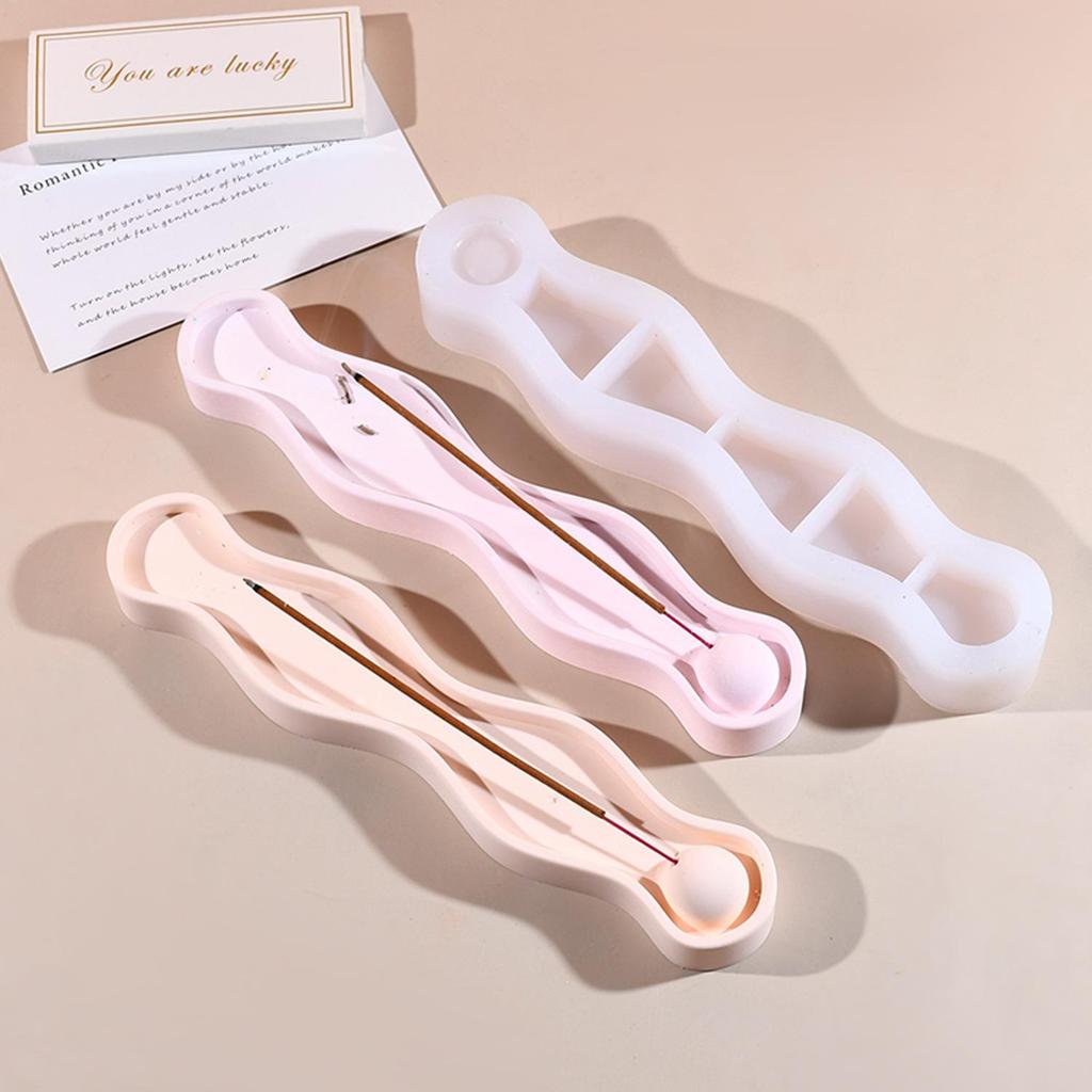 1PC DIY Wave Incense Plate Epoxy Mold Zen Lying Incense Plug Candlestick Ornament Silicone Mold