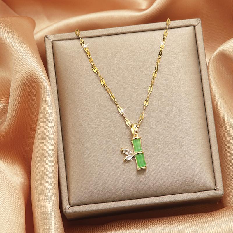 Luxury Shiny Stainless Steel 18k Gold Zircon Heart Butterfly Pendant Necklace Women Boutique Pearl Flower Leaf Necklace for Gift