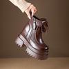 Increase Height Leather Booties Square Toe Chunky Ankle Boots for Women Fashion  Y2k New In Autumn Winter Woman Short Shoes