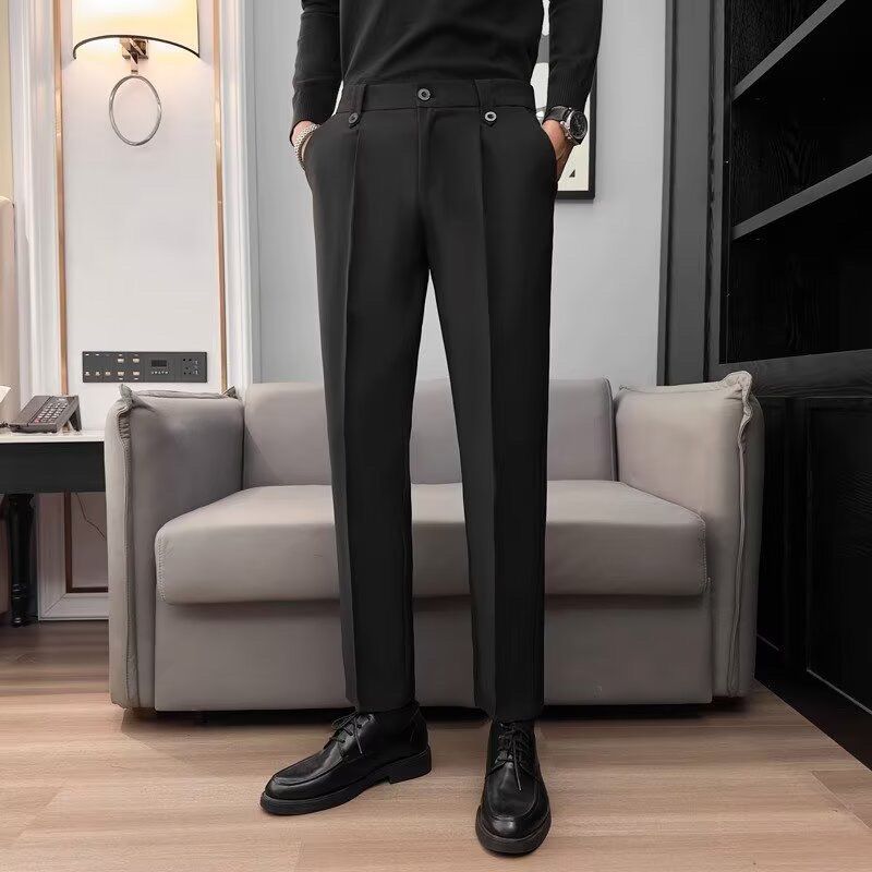 New Casual Business Trousers Trendy Slim Men's Korean Version Nine Points Pants