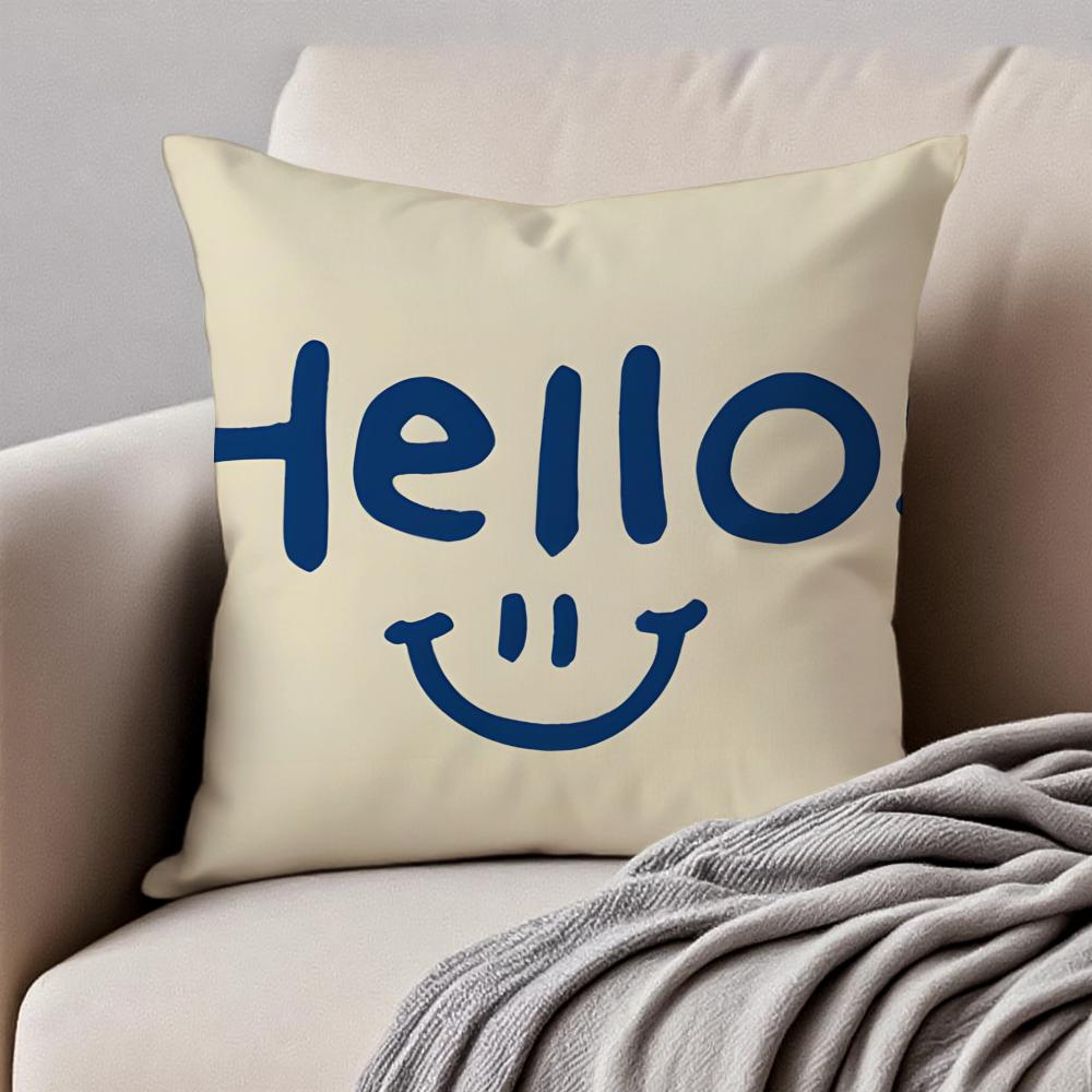 Cute English Letters Cushion Cover Pillowcase Antidustmite Invisible Zipper Short Plush Sofa Cushion