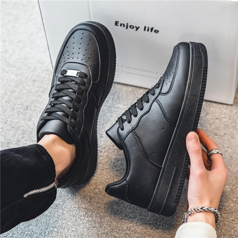 2025 spring men's new small leather shoes trend versatile shoes casual versatile board shoes business style light luxury black shoes