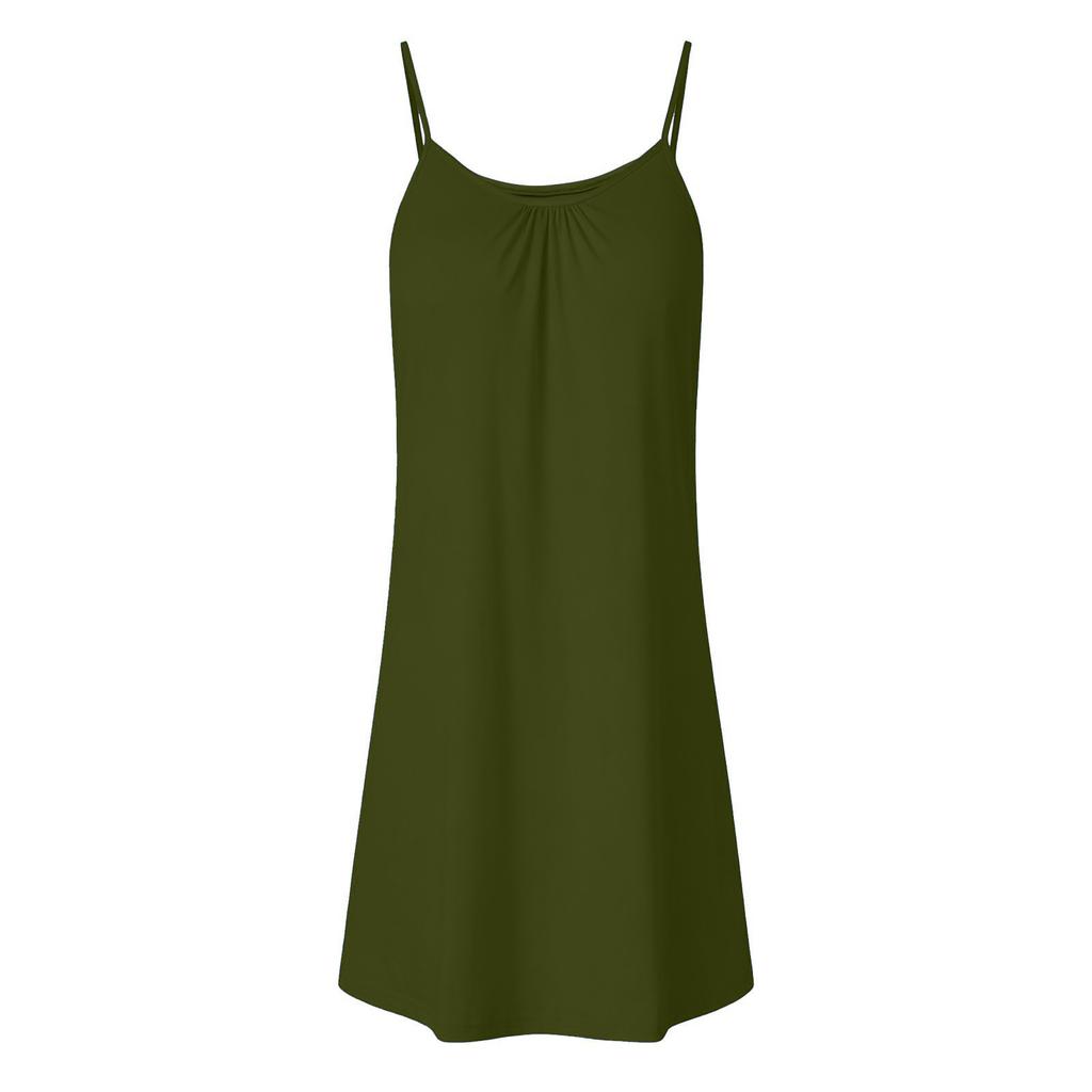 Women's Fashionable Loose Sleeveless Round Neck Tank Top Beach Casual Dress