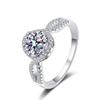 S925 Sterling Silver Ring Women's Pt950 Gold Plated 1 Carat Moissanite Ring Empty Support Exquisite Light Luxury Wedding Ring Engagement Ring