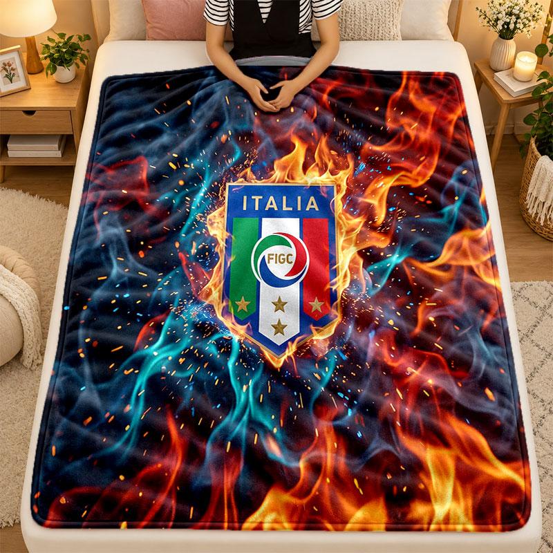 Flannel BlanketItaly Football Warm Soft Throw Blanket for Indoor Sofa Bed Living Room Use
