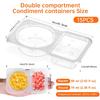 15 Sets Double Compartment Condiment Containers with Lid, Transparent Small Plastic Dipping Containers for Condiments or Dips, Sauce Snack, Salad