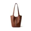 Extra Large Gold Buckle Top Layer TOGO Leather Bucket Bag Large Capacity Handheld Shoulder Bag Shopping Basket Bag