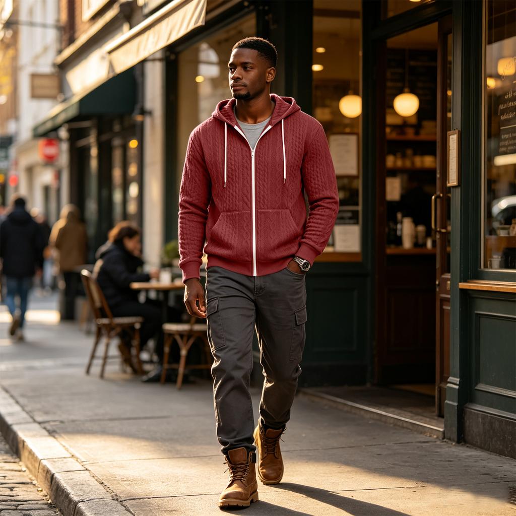Men's Long Sleeve Hoodie Zip Up Sweatshirt for Fall Winter