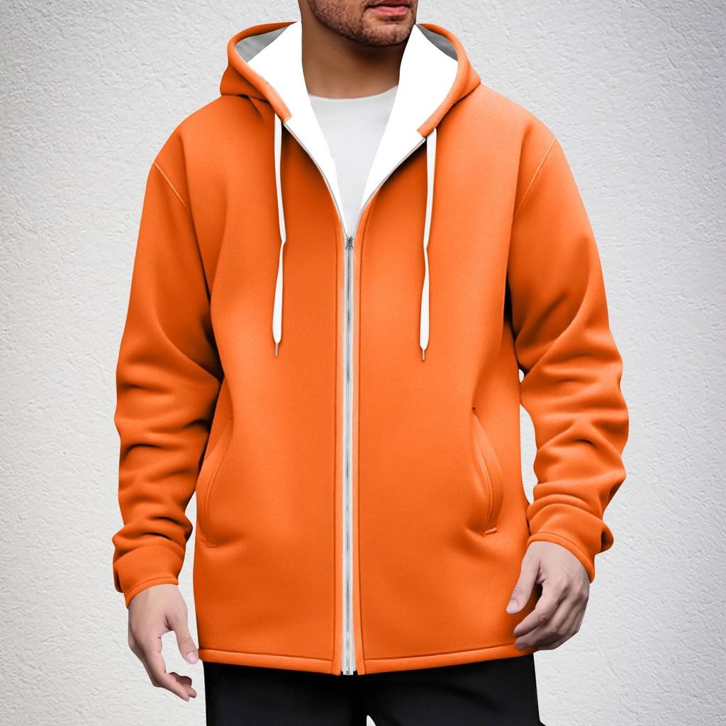 Felpa con cappuccio e zip casual da uomo con tasche
