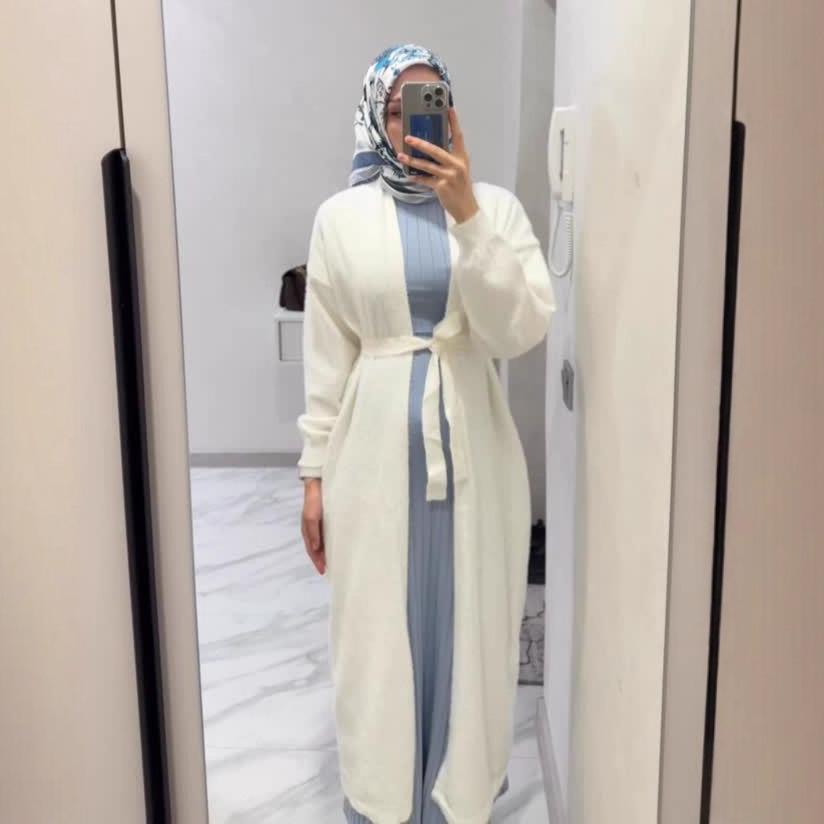 

2025 Autumn Women s Loose Knitted Wool Dress & Long Sleeve Coat M