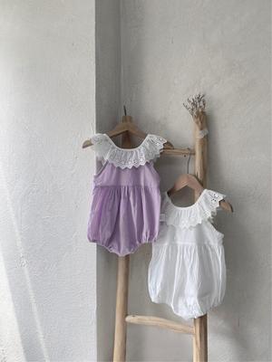 2025 Baby Girl Sleeveless Bodysuit with Lace Collar – Summer Newborn Outfit